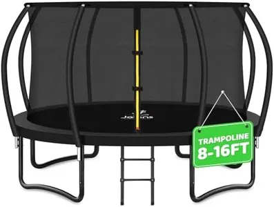 JELENS Trampoline 8FT 10FT 12FT 14FT 16FT, Recreational Trampolines with Enclosure Net and Ladder, Outdoor Anti-Rust Trampolines for Kids and Adults, ASTM (Black, 16FT)