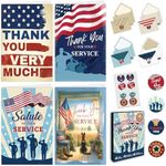 Decorably 8 Pack Thank You for Your Service Cards for Veterans with Envelopes & Stickers - 4 Designs Printed Message Inside Patriotic Cards with Envelopes, 5x7in Veterans Day Cards