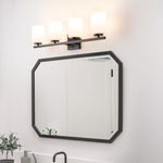 mirrea 28in 4-Light Modern Bathroom Vanity Light with Etched White Glass Shades Black Painted Bathroom Light Fixture