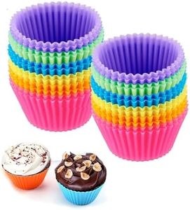 Reusable Silicone Cupcake Baking Cups 24 Pack, 2.75 inch Cups, & Non-stick Muffin Liners for Party Halloween Christmas,6 Rainbow Colors (Pack of 24,Multicolor)