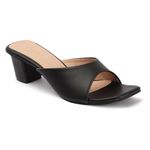 Smart & Sleek Heel Sandal Stylish Comfortable AB75. (black, 6)