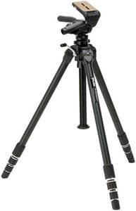 SLIK Professional 4 Tripod with PRO Head 3-Way Panhead - Supports 22.00 lb (9.980 kg), for Mirrorless/DSLR Sony Nikon Canon Fuji Cameras and More - Black (616-875)