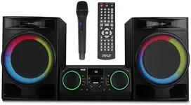 Pyle Mini Hi-Fi Home Stereo System - 160W Wireless BT Streaming with MP3, DVD, CD Playback, Dual USB Ports for Recording & CD Ripping, FM Radio, Digital Amplifier, Remote Control, Black