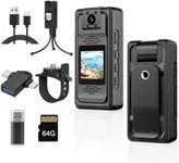 LX-VIECKDUN 2K 1440P Body Camera, 64GB HD Police Wearable Camera with Night Vision, 1.3" Screen, Audio Recording, Mini Body-Worn Cam for Security, Sports, Outdoor Action (Black)