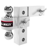 Adjustable Trailer Hitches Ball Mount 6" Drop Hitch with 2"3500lbs &2-5/16"5000lbs Towing Hitch Ball W/Forged Aluminum Shank with Double Pin (Silver)