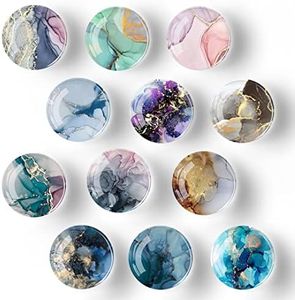 12 Pcs Glass Strong Magnets for Fridge,Marbling Crystal Fridge Magnets,Mini Refrigerator Magnets for Whiteboard Decorative Locker Magnet Dishwasher Magnet, Decor Gadgets for Office and Kitchen