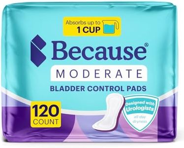 Because Premium Incontinence Pads for Women - Discreet, Individually Wrapped Liners - Moderate Absorbency, Ergonomic Design for Comfort, Leak Protection - 120 Count (6 Packs of 20) New Version