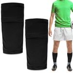 Tycoonest Football Sock Sleeves, Soccer Protective Shin Pad Sleeves with Insert Pocket for Kids Youth Adult, Shin Guard Sleeves - Black