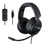 G-LAB Korp THALLIUM Gaming Headset USB Sound 7.1 Digital Surround - Audio Gamer Headset - Noise Canceling Microphone - LED RGB - PC Compatible PS4 PS5 Mac (Black)