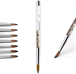 Lofuanna Pennello per Unghie per Polvere Acrilica, Pennello Rotondo per Nail Art per Strumento Manicure Pedicure, Pennello per Unghie Acrilico con Manico Glitter Liquido Oro Rosa(14)