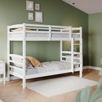 ZANOFIRA Bunk Bed with Ladder, Solid Pine Wood Bed Frame, Single 3 Foot Bed Set, Sleeper Bed For Kids Children Home, White