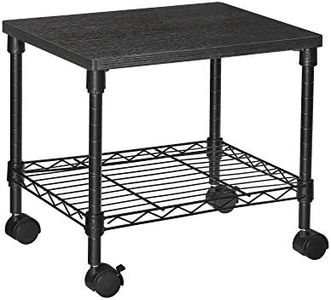 SONGMICS 2 Tier Printer Stand, Printer Table with Wheels, Rolling Printer Cart, Printer Desk with Metal Frame for Home Office, 16.1 x 12.2 x 15 Inches, Black ULGR301B01