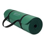 Gaiam Essentials Thick Yoga Mat - Fitness and Exercise Mat with Easy-Cinch Carrier Strap Included - Soft Cushioning and Textured Grip - Multiple Colors Options (Green, 72"L X 24"W X 2/5 Inch Thick)