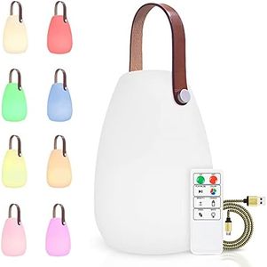 IROO Lampe de table LED extérieur avec Télécommande Blanc chaud 8 couleurs Intensité variable Lampe de Table sans fil étanche Décoration idéale pour votre maison et jardin (ronde)
