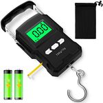 Sansoak Fishing Scale 165lb/75kg Backlit LCD Screen Portable Electronic Balance Digital Fish Hook Hanging Scale with Measuring Tape Ruler, Carry Bag and 2AAA Batteries for Fishing Postal Kitchen