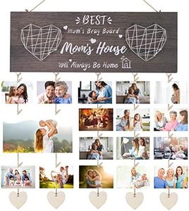 KATOOM Mother's Day Gift for Mom Best Mom’s Brag Board Wooden Photo Frame Gifts for Mother from Daughter & Son Photo Hanging Display Picture Board for Wall Decor Christmas Birthday Gifts