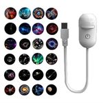 2-in-1 Galaxy Projector Night Light with 24 Sliding Projection Films, Adjustable Brightness 360° Rotating Design,Portable USB Starry Sky Night Light Projector,Mini LED Wall Lamp for Car Home (White)