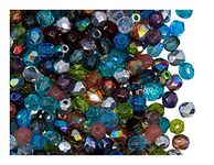 600 pieces Czech faceted glass beads, fire-polished, round, 4 mm, transparent mix.