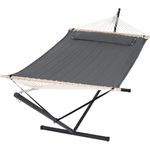 SUNCREAT 2 Person Hammock with Stand, Heavy Duty Portable Hammocks, 475 lbs Capacity, Dark Grey