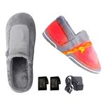 Feet Warmers Heated Slippers Women Men Electric Foot Warmers Rechargeable Battery Heated Slipper Winter Warm Slippers Heating Shoes Washable for Indoor and Outdoor,Gray d,M