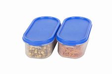 Cutting EDGE BPA-Free Plastic Air Tight Kitchen Storage Container Set for Rice, Dal, Atta, Flour, Cereals, Snacks, Stackable (2.2 Cup / 17.7 oz / 525ml) - Set of 2, Peppy Blue