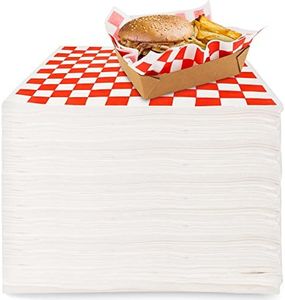 Deli Paper Sheets (500 Count) 12-Inch Red Checkered Square Sandwich Wrapping Paper Grease Resistant Perfect for Concession Stand, Carnival, Party, Fast Food, Cheese, Basket Liner and Food Packaging