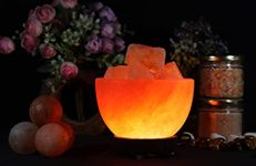 Rudra Crystal Products Natural Himalayan Rock Salt Lamp FIRE Bowl for Positive Energy, Healing, Vastu, Harmony, Purification, Best Wellness Orange, Pack of 1