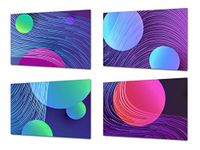 Set of Four Decorative Glass Cutting Boards – Serving platters – Cheese Boards MD09 Abstract Painting Series