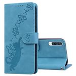 Refilerss Wallet Case for Samsung Galaxy A50S/ A50/ A30S Case Premium Leather Flip Cover with Card Holder Magnetic Closure Butterfly Cat Pattern Kickstand Shockproof Protective Phone Case - Blue