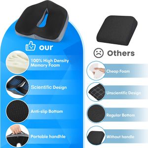 POOTACK Memory Foam Seat Cushion – Non-Slip Office & Car Support Pad