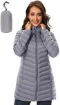 Another Choice Women Puffer Jacket Hooded Warm Lightweight Packable Quilted Puffer Coat Outwear(Grey,X-Large)