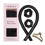 Vekola Headless Hair Curler Headband | Creates Heatless Curls and Waves While You Wear (Black)