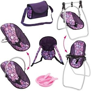 Bayer Design 63694AB Doll Accessories, Doll High Chair, Doll Cradle, Baby Carrier for Dolls, Includes Shoulder Bag and Plastic Accessories