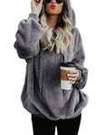 iWoo Sweatshirts Womens Fleece Hoodies Casual Long Sleeve Pullover Winter Warm Zipper Stylish Teddy Coats(Dark Gray,M)