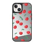 CASETiFY Mirror iPhone 14 Case [Reflective / 4.9ft Drop Protection/Compatible with Magsafe] - Cherries - Silver On Black
