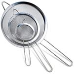 Stainless Steel Fine Mesh Strainers, Set of 3 Sizes 7cm |12cm & 18cm, Wire Sieve with Insulated Handle Kitchen Strainer, Baking Tools Colander, Food Preparation, Flour Sifter, Rice, Pasta Strainer