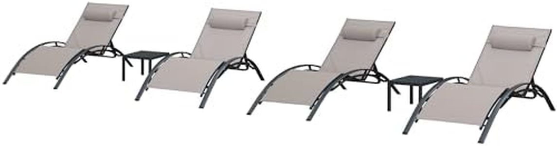 PURPLE LEAF Patio Oversized Chaise Lounge Chair Set with 2 Side Table Pool Adjustable Recliner Chairs for Outside Beach Outdoor Sunbathing Tanning Poolside Lounges