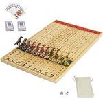 Jyquorp Horse Race Board Game Racing Game Thickened Solid Wood with 11 Luxurious Durable Classic Metal Horses with 4 Dice and 2 Boxes of Cards Horse Racing Game (Log Color, Rectangle)