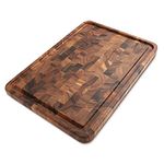 Ironwood Gourmet Acacia Wood End Grain Cutting Board, Charleston Board with Juice Channel, 14" x 20"