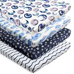 4 Pack Fitted Pack N Play Sheets for Baby Boys Unisex Soft Neutral Toddler Mini Crib Sheets for Pack and Play Mattress Breathable Pack N Play Sheets Set (Sky)