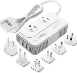 Travel Voltage Converter, Ceptics 230W Convert 220V to 110V for Curling Iron, Straightener, Chargers, Step Down World Power Plug - 4 USB Charging QC 3.0 - SWadApt - Type A, B, C, E/F, G, I Included