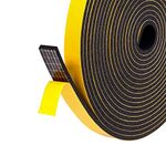 fowong Foam Rubber Seal Tape 6mm(W) x 1.5mm(T) Window Door Draught Excluder Air Conditioner Anti-Collision Strong Adhesive Weather Stripping Tape 2 Rolls of 10M Long Each