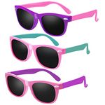 Kids Girls Boys Polarized Sunglasses 3 Pack Flexible TPEE Rubber Glasses Sunglasses for Kids Ages 3-8, UV Protection