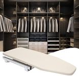 Closet Pull-Out Ironing Board 31.9" X 12.2" Buit-in Iron Board Mini Ironing Board Stow Away in The Cabinet 180° Rotation for Small Spaces | with Cotton Ironing Board Cover | Beige (US Stock)