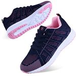 WYSBAOSHU Women's Breathable Running Sneakers Ladies Running Shoes Lightweight Sport Tennis Athletic Gym Shoes Casual Lace Up Trainers Blue 9 US