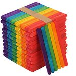 KEILEOHO 1000 PCS 6 InchColored Craft Sticks,Wooden Popsicle Sticks, Ice Pop Ice Cream Sticks Jumbo Wood Sticks for Kids' Art, DIY Projects, Home Classroom Craft Supplies