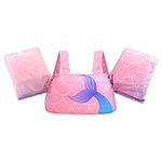 Toddler Swimming Float Vest, Arm Bands Kids Swim Vest with Shoulder Harness. Swim Training Jacket for 2-6 Years Old Boys Girls (Pink Mermaid)