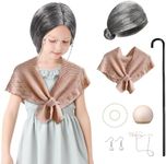 Mukola Kids Old Lady Costume for Girls 100 Days of School Costume 100th Year Grandma Outfit with Accessories