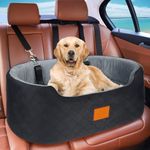 Dog Car Seat for Large/Medium Dog, Pet Car Seat for Dogs Under 55 lbs or 2 Small Dogs, Upgraded Dog Booster Seat, Detachable & Washable Travel Bed Dog Seat with Thick Cushion (Black/Gray)