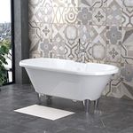 NRG Traditional Bathroom Freestanding Bathtub Roll Top Bath Tub White with Chrome Claw Feet 1750 x 800mm